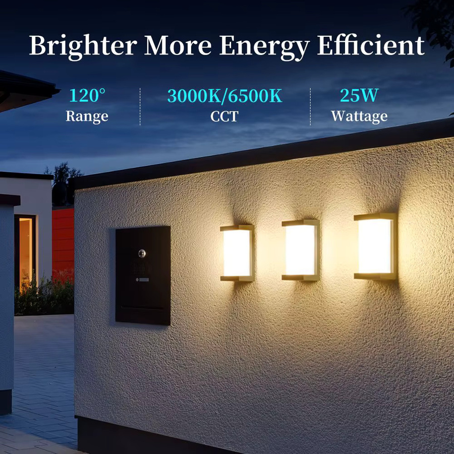 CHENBEN Quadratische LED-Unterputz-Wandleuchte in Schwarz, 25 W, IP65 wasserdicht, modern für Wohnzimmer, Schlafzimmer, Garten, Flur und Balkon - Bild 2