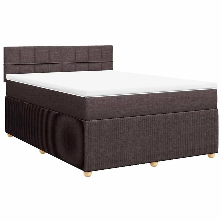 vidaXL Boxspringbett mit Matratze Hybrid-Design in Dunkelbraun und Weiß, B/T/H: 140 x 190 cm - Bild 2
