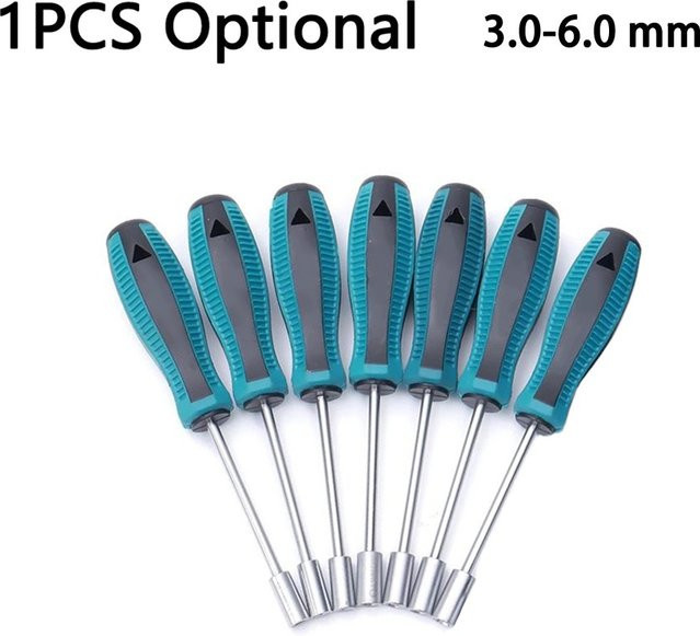 VIBRATITE Metall Steckschlüssel Set aus Stahl mit Sechskant-Mutter und Schraubendreher 3-6mm - Bild 1