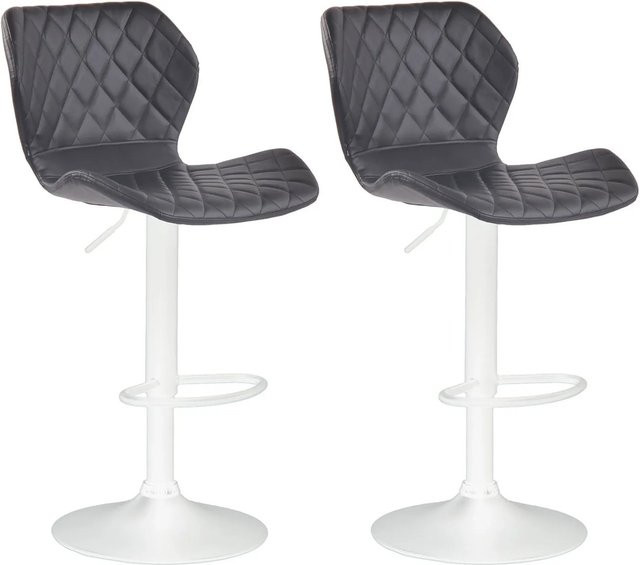 CLP 2er Set Barhocker Cork aus Kunstleder in Schwarz/Weiß, höhenverstellbare Thekenhocker mit 360 Grad Drehsitz und Fußstütze - Bild 1