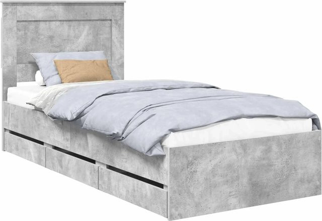 vidaXL Bettrahmen mit Kopfteil aus Holz in Beton Grau, B/H: 75 x 190 cm - Bild 1