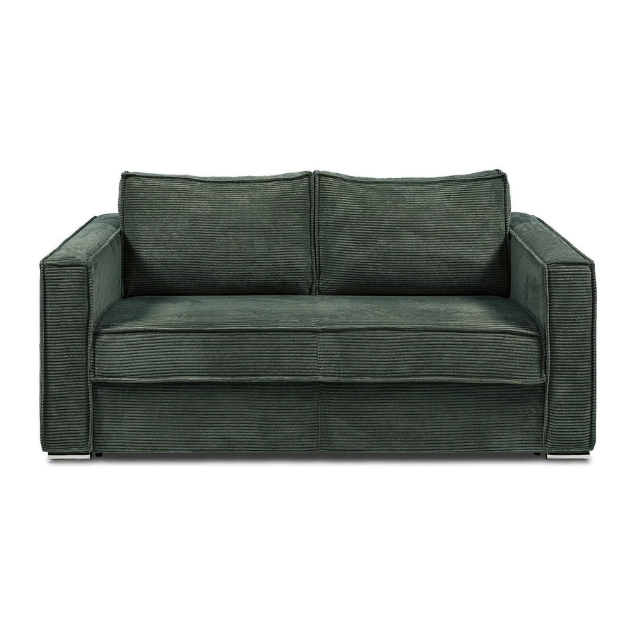 Vente-unique Schlafsofa Loreto in Tannengrün mit Cordbezug und Schaumstofffüllung, Breite: 195 cm, Tiefe: 90 cm - Bild 2