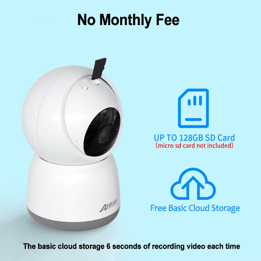 ANRAN 5MP Babyphone WiFi Sicherheitskamera mit Humanoidenerkennung, automatischer Verfolgung und Farbnachtsicht, Weiß - Bild 4