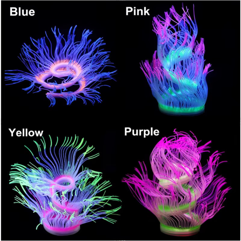 ZHUOJI Fluoreszierende Silikon Meeranemone als Aquarium Dekoration in Orange und Multicolour - Bild 2
