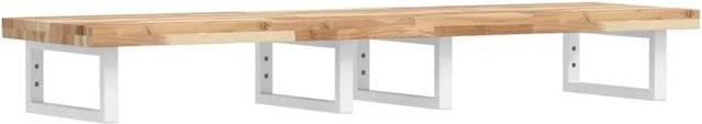 vidaXL Waschbeckenregal zur Wandmontage aus Stahl und Akazienholz in Weiß und Braun - Bild 1
