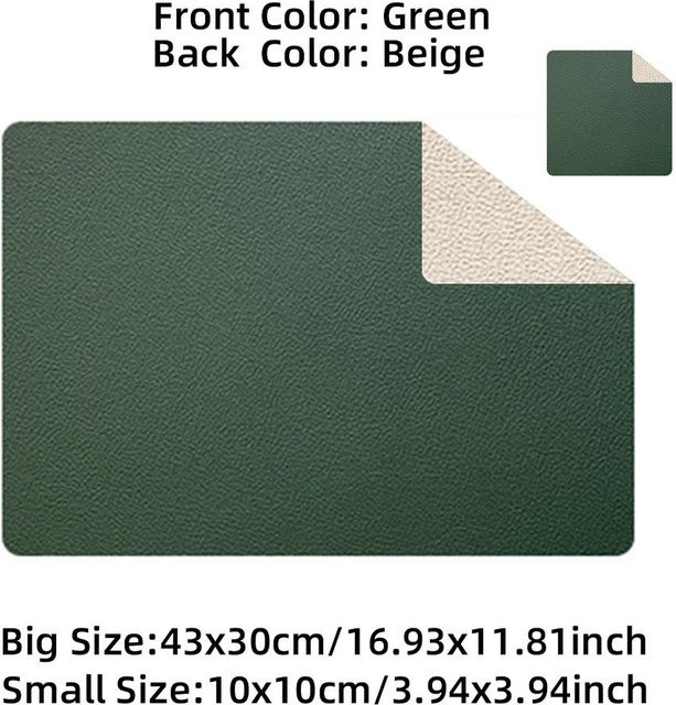 Mango Event Tischset aus Leder in Grün, rechteckig und wasserdicht, B/T: 43 x 30 cm - Bild 1