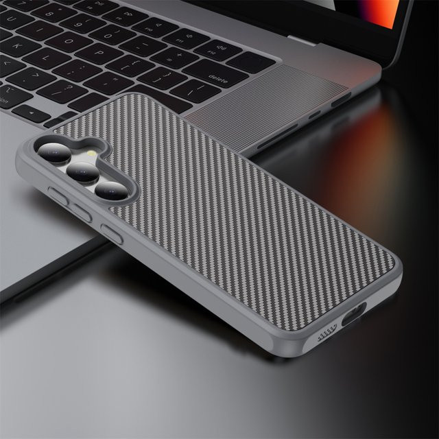 Luxus Business Handyhülle mit Carbon-Struktur für Samsung Galaxy S25 Ultra, S24 und S23 Plus in Schwarz - Bild 1