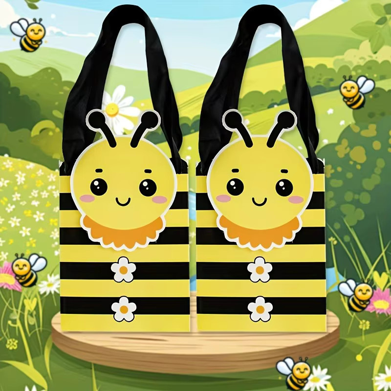 20 Stück Geschenktüten aus Papier mit gelbem Cartoon-Bienen-Motiv für Geburtstage und Hochzeiten - Bild 6