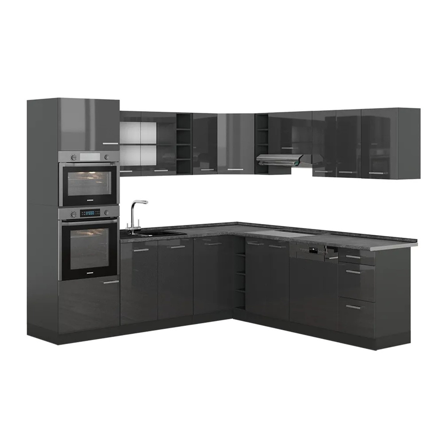 Vicco R-Line Eckküche Anthrazit Hochglanz B/T/H: 237 x 247 cm - Bild 2