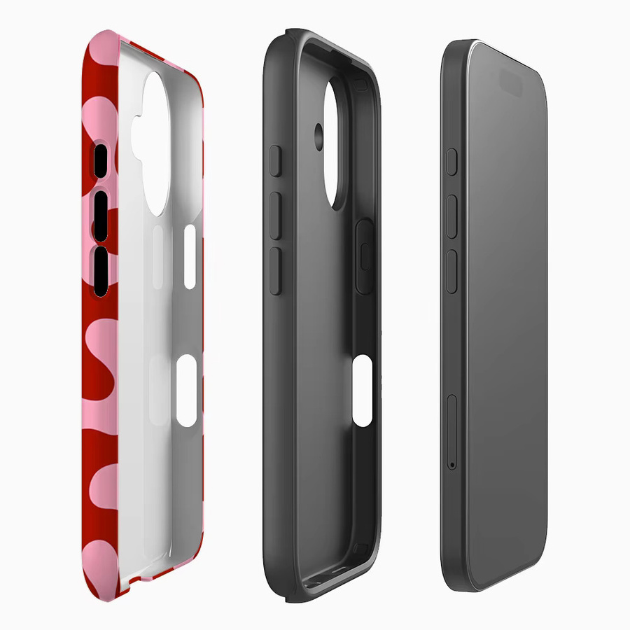 Luxuriöse doppellagige Handyhülle mit rot-rosa Flüssigmuster für iPhone 11 bis iPhone 17 Pro Max und Air Modelle - Bild 4