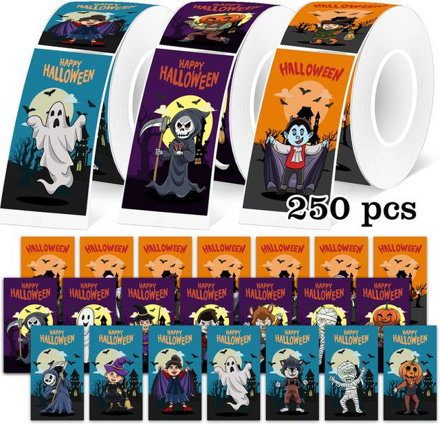 250 Stück Halloween-Graffiti-Aufkleber für gruselige Puppen in 3 Stilen, selbstklebende PVC-DIY-Aufkleber von Anime Worlds Store, Mehrfarbig - Bild 1