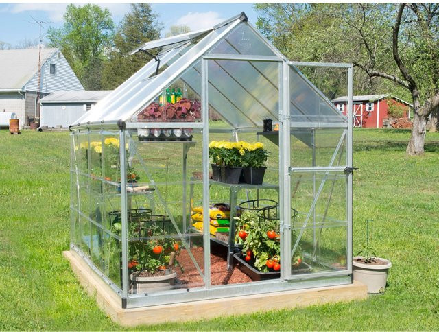 Palram Canopia Hybrid Gewächshaus Silber mit Fundamentrahmen und Polycarbonat, L x B x H: 250 x 185 x 209 cm - Bild 1