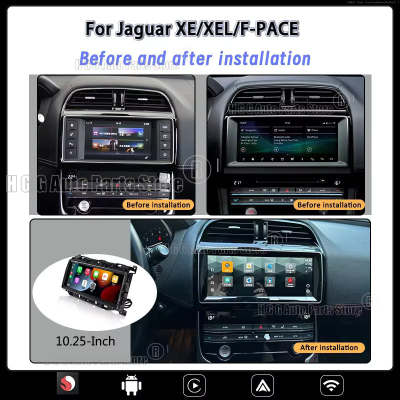 YANFU Android 15 Autoradio mit 10,25 Zoll Display für Jaguar XE XEL F-PACE 2016-2020 inklusive GPS, CarPlay und Multimedia-Videoplayer in Schwarz - Bild 2