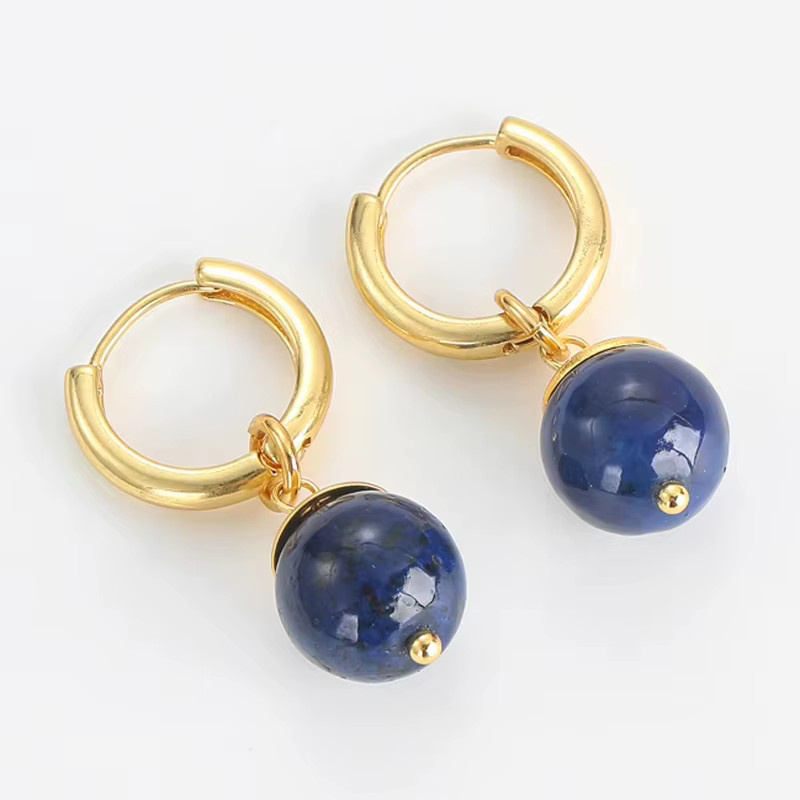 STALAIT Ohrringe, Lapislazuli-Kugel, hellgold, Blau, Damen - Bild 3