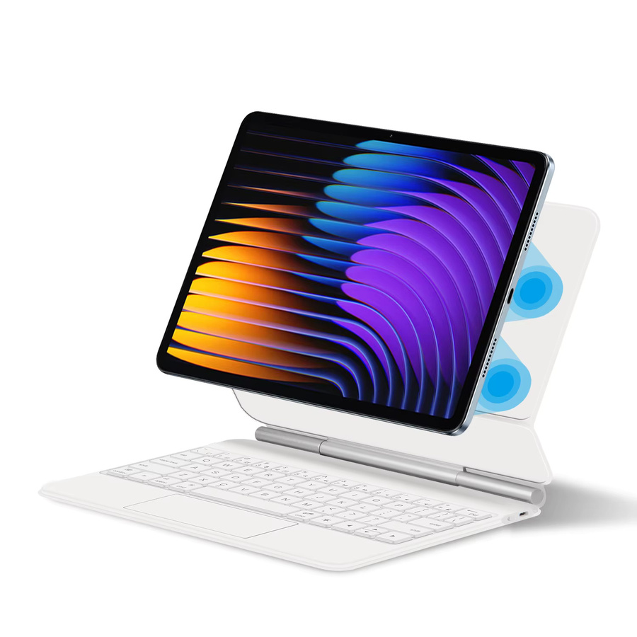 Smarte magnetische Magic Keyboard Hülle für Xiaomi Pad 5 6 7 8 Pro und POCO Pad X1, Farbe: Weiß - Bild 3
