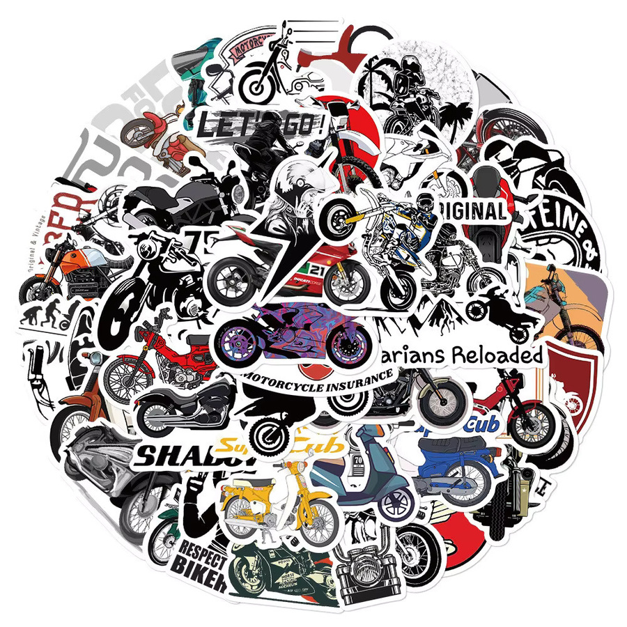 50 Stück Vintage-Motorradaufkleber in Multicolor als DIY-Dekor für Laptops, Gitarren, Skateboards und Thermoskannen von AufnahmeYourLife Store - Bild 2