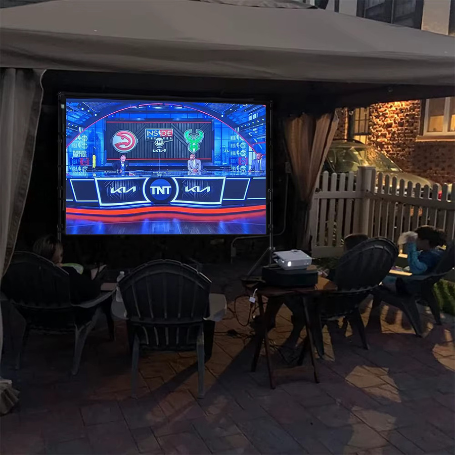 VEIDADZ Projektorleinwand mit Ständer, weiß, knitterfrei, doppelseitiger Bildschirm für Heimkino und Outdoor, 60-150 Zoll, 160 Grad Betrachtungswinkel - Bild 5