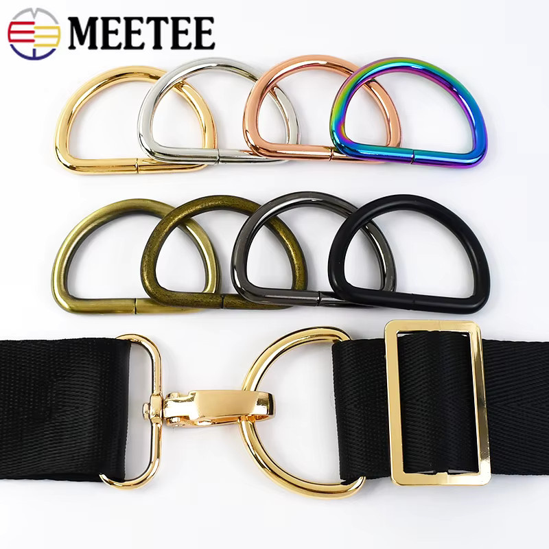 Meetee 10er Set Metall-D-Ringe für Taschenriemen und Gurtband, Durchmesser 16-50 mm, DIY Hardware Zubehör in Braun und Multicolour - Bild 2