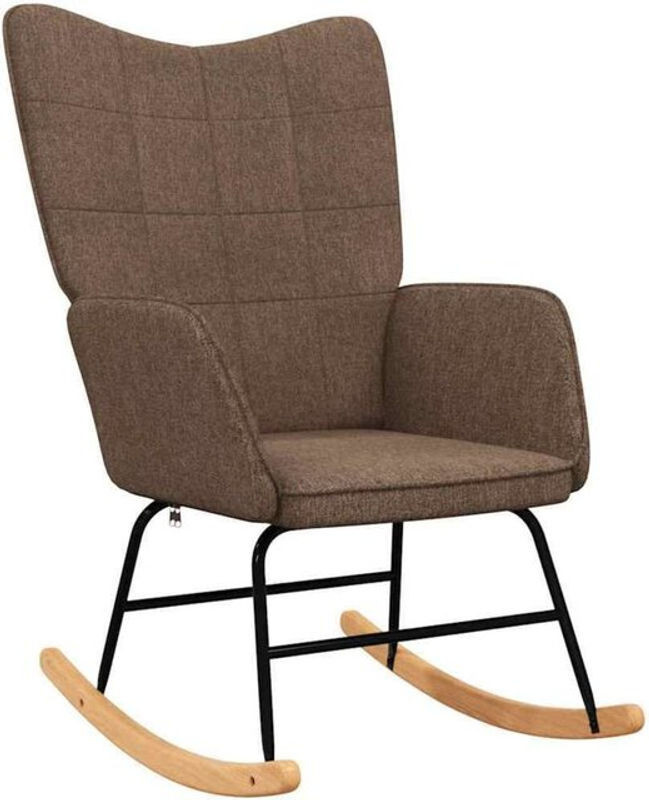 Modern Schaukelstuhl von vidaxl in Braun aus Stoff und Massivholz - Bild 1