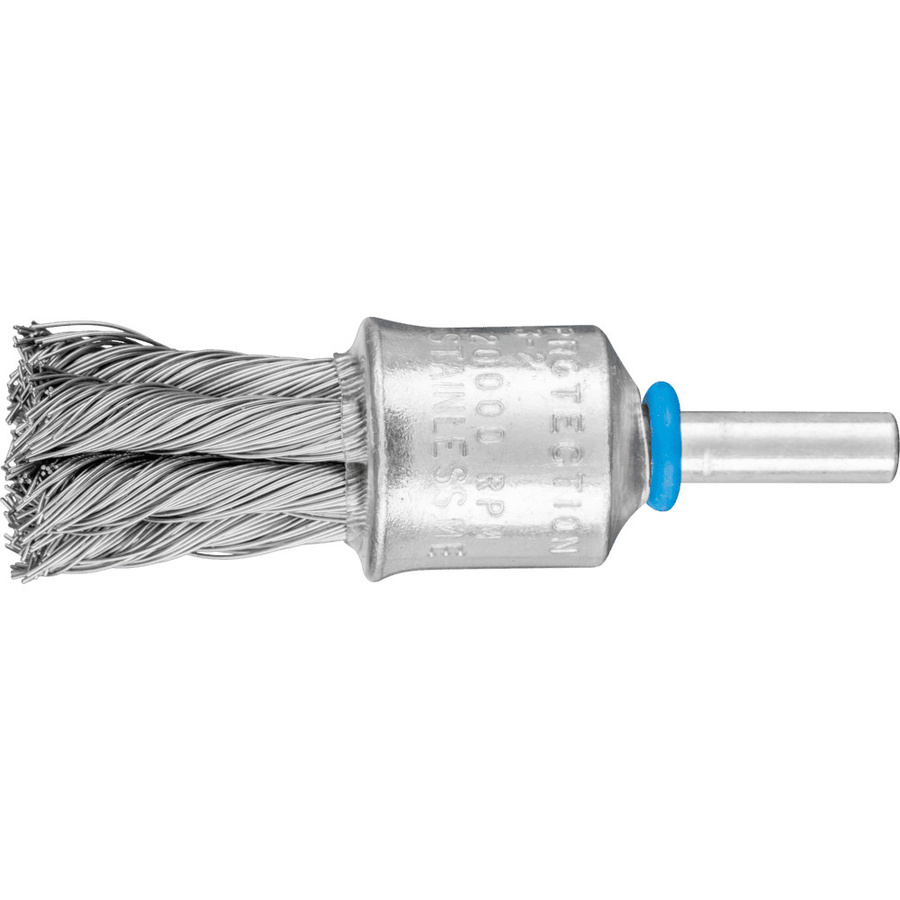 PFERD TOOLS POS Pinselbürste mit Kunststoffschutz gezopft PBG, Durchmesser: 19 mm, Schaft-Durchmesser: 6 mm, Edelstahl-Draht-Durchmesser: 0,35 mm, Farbe: Silber - Bild 1