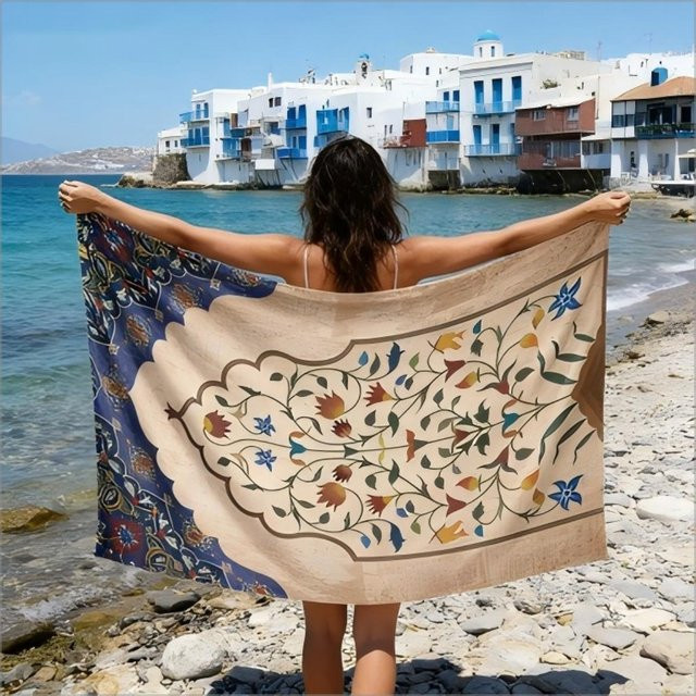 Ka Chen Muxi Boho Türkisches Strandtuch mit Vintage Persischem Blumenmuster aus Mikrofaser, B: 40 cm, H: 60 cm - Bild 1