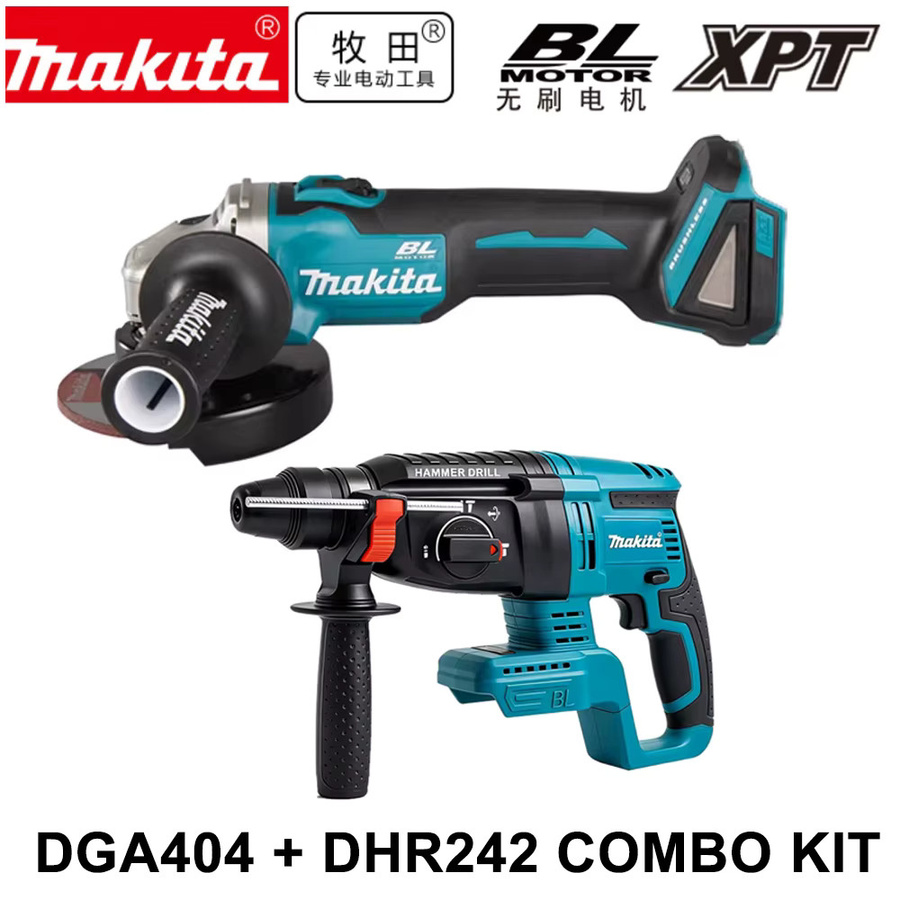 Makita 18V Akku Elektrowerkzeug-Kombi-Set mit Winkelschleifer DGA404, Bohrhammer DHR242, Akku und Ladegerät für Schneiden, Schleifen, Bohren und Meißeln - Bild 4