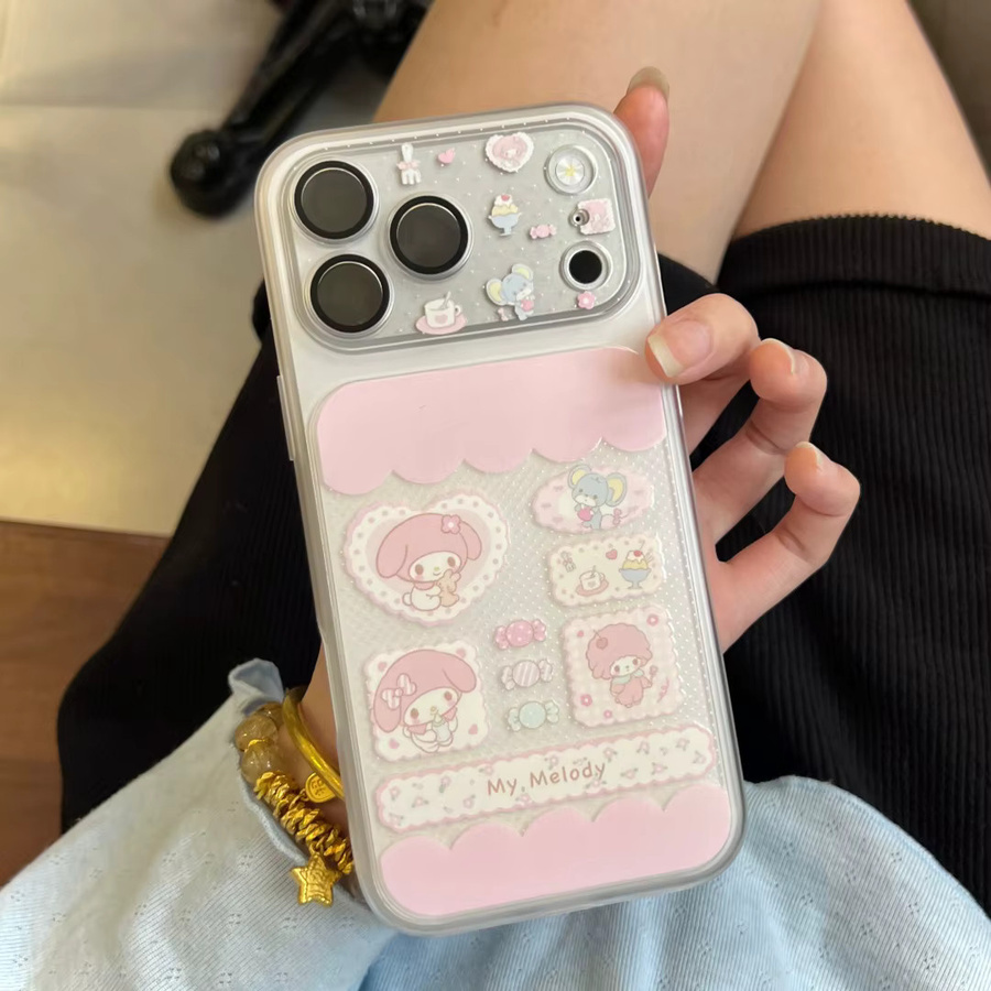 Sanrio Melody 2-in-1 Handyhülle für iPhone 17 16 15 14 Pro Max mit Kameraschutz und stoßfestem Bumper in Pink und Multicolour - Bild 2