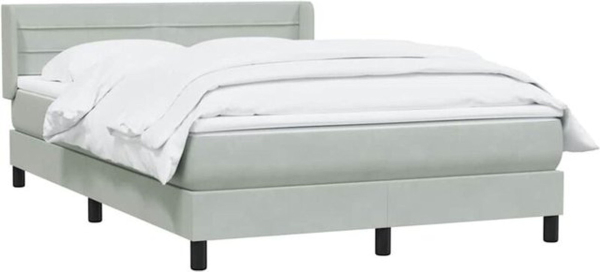 vidaxl Boxspringbett mit Matratze in Grau und Weiß aus Samt, B/T/H: 160 x 220 x 78 cm - Bild 1