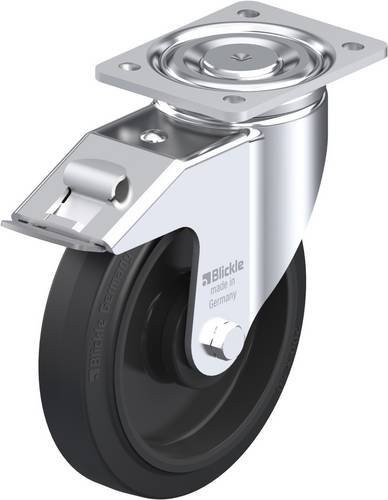 Blickle Lenkrolle LH-POEV 200KA-FI mit Feststeller in Schwarz und Silber, Rad-Durchmesser: 20 cm, Tragfähigkeit: 500 kg - Bild 1