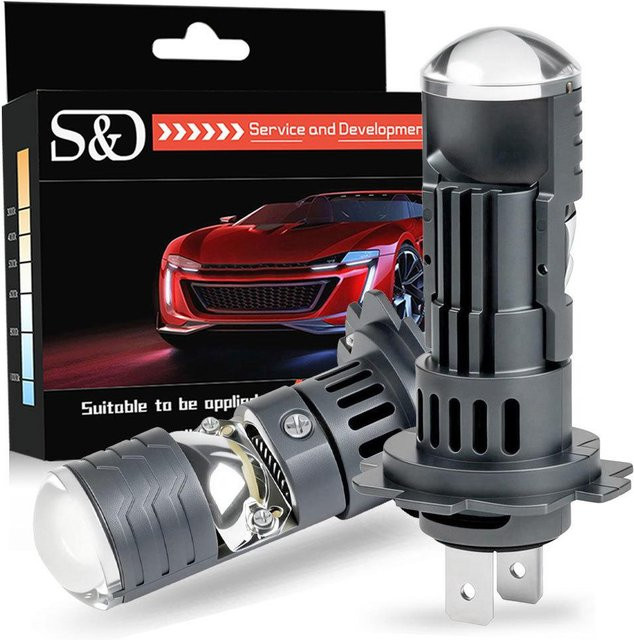 2 Stück H7 LED Projektorlinse Scheinwerferlampen LHD 1:1 Mini-Größe, kabellose Superhelle Turbo-Scheinwerfer für Fern- und Abblendlicht, 40000Lm, 6000K, Grau, 12V, Plug&Play - Bild 1