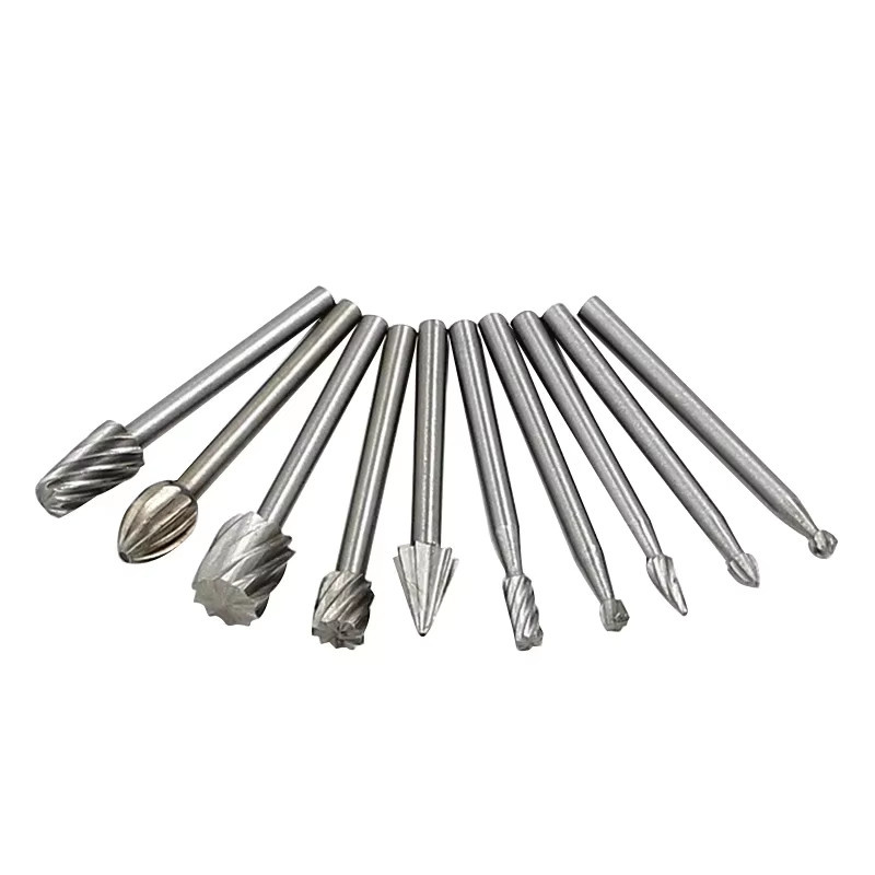 EQZ 10er Set HSS Titan Fräser und Rotationswerkzeuge für Dremel zum Schnitzen und Fräsen in Holz, Silber - Bild 2