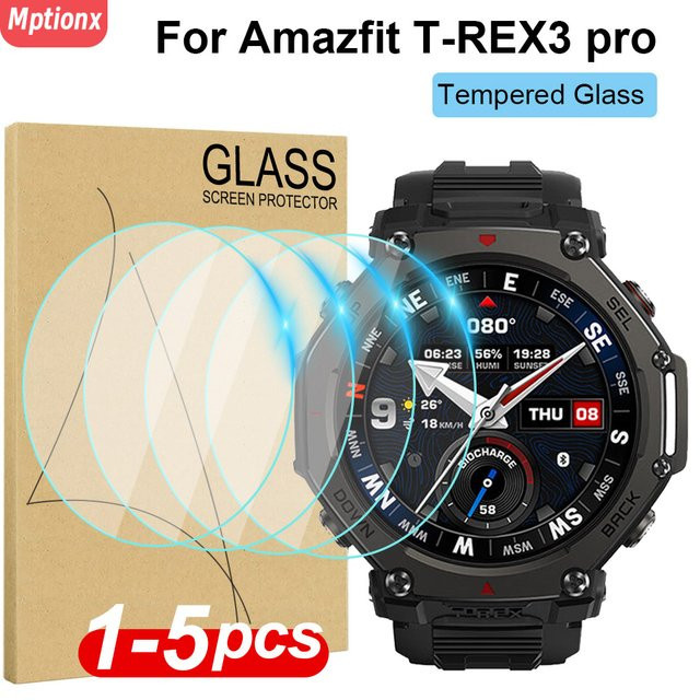 Mptionx Displayschutzfolie für Huami Amazfit T-Rex 3Pro, Glas, Schwarz - Bild 1