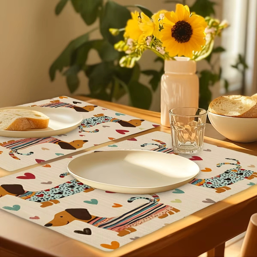 VIKAMA Herzförmige Tischsets für Welpen, langlebige Küchenuntersetzer und Kaffeuntersetzer zur Heimdekoration - Bild 1