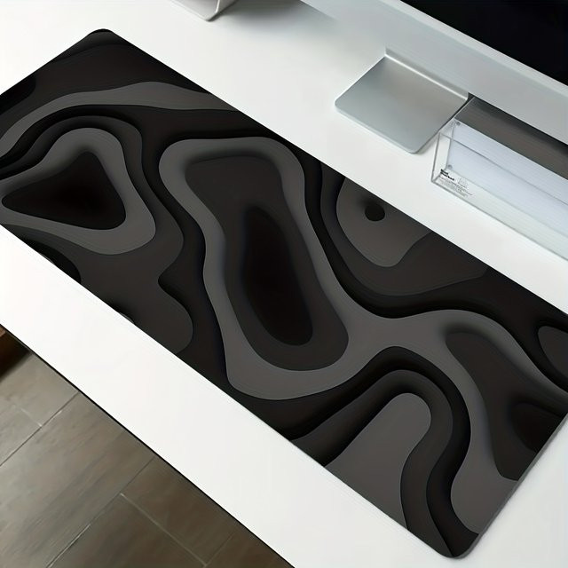 Mairuige Mauspad mit Schwarz-Grauem Wirbel-Design als Schreibtischunterlage für Gaming und Büro - Bild 1