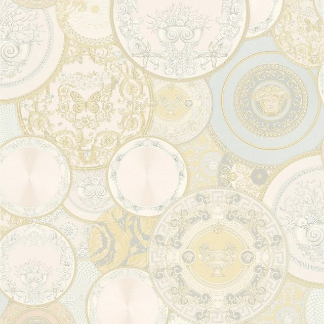 Profhome Exklusive Tapete Geometrisch Glänzend in Gold Silber Creme B: 0,70 m, H: 10,05 m - Bild 1
