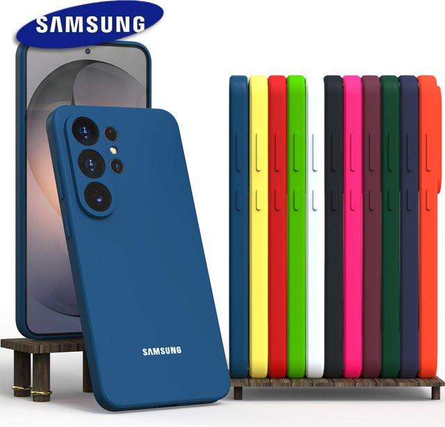 Original Silikon-Handyhülle mit Kamera-Schutz für Samsung Galaxy S26 S25 S24 S23 Ultra FE S22 Plus A56 A55 A54 A36 A17 5G in Rot und Blau - Bild 1