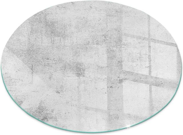 Tulup Runde Kamin Glasplatte in Grau mit Rohbetonstruktur Durchmesser: 50 cm - Bild 1