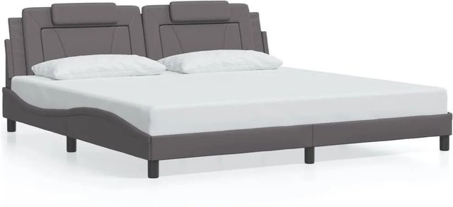 vidaXL Bettgestell Viana in Grau aus Kunstleder mit Kiefernholz, B/T: 200 x 200 cm - Bild 1