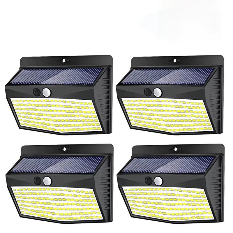 4er-Set Solar Wandleuchten mit 138 LED und Bewegungssensor, Wasserdichte Outdoor Solar Gartenlampen in Schwarz mit warmweißem Licht - Bild 7