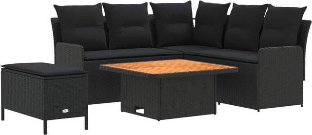 vidaXL Gartenmöbel-Set aus PE-Rattan und Akazienholz in Schwarz mit 5 Teilen - Bild 1