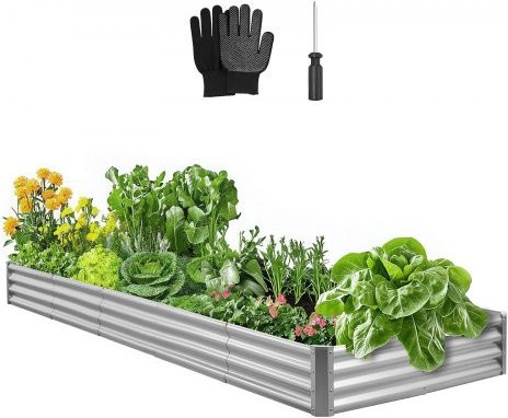 VEVOR Hochbeet aus Metall in Silber, Galvalume Pflanzgefäß für Gemüse und Blumen, B/T/H: 360 x 120 x 30 cm - Bild 1