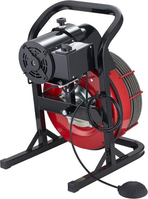 Manuelle Rohrreinigungsmaschine von Buying Solutions, MB mit 15 m Kanalspirale in Rot, 4 Schneidköpfen und luftaktiviertem Fußschalter für Rohre von 50 mm bis 150 mm - Bild 1
