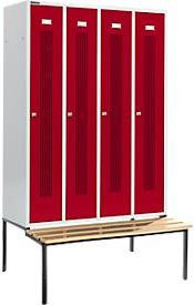 Schäfer Shop Select Kleiderspind mit Sitzbank, 4 Abteile, Zylinderschloss, Farbe: Rubinrot - Bild 1