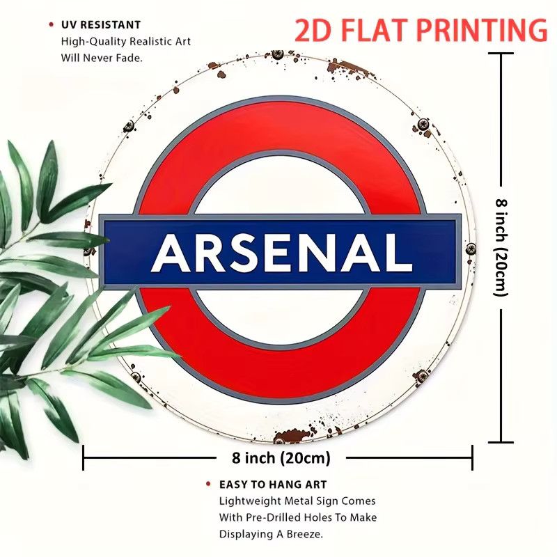 Modernes minimalistisches Blechschild Potdemiel Arsenal London Underground Symbol Design, Durchmesser: 20,32 cm - Bild 3