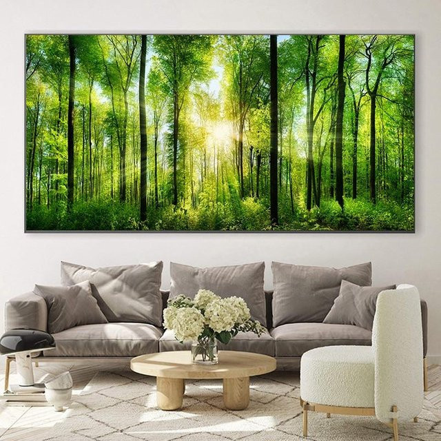 Baum des Lebens Gustav Klimt Wandgemälde Lisa Gallery Leinwandposter in Silber, Rot und Grün, Breite: 40 cm, Höhe: 20 cm - Bild 1