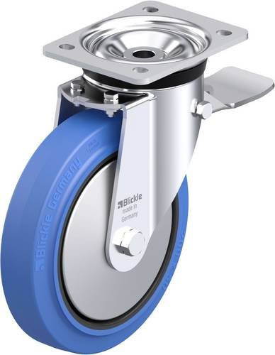 Blickle Stahlblech-Lenkrolle LK-POEV 200R-ST-SB-FA in Schwarz und Blau mit 200 mm Rad-Durchmesser und 500 kg Tragfähigkeit - Bild 1