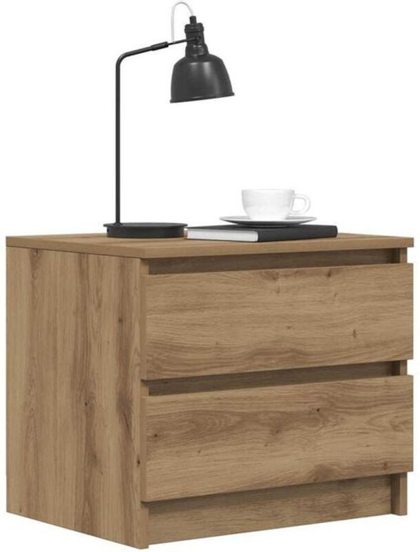 Vidaxl Nachttische 2er Set aus Holzwerkstoff in Eiche Natur Braun im Industrial Design, B/T/H: 50 x 40 x 43,5 cm - Bild 1
