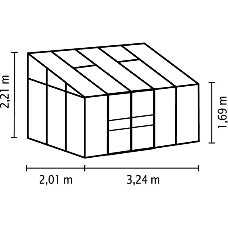 Vitavia Anlehn-Gewächshaus Ida 6500 in Smaragdgrün mit 6,5 m² Fläche und 6 mm HKP-Verglasung - Bild 3