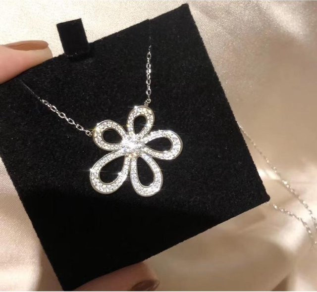YIRAN Jewelry Halskette Sonnenblume, Zirkonia, Silbergrau, Damen - Bild 1