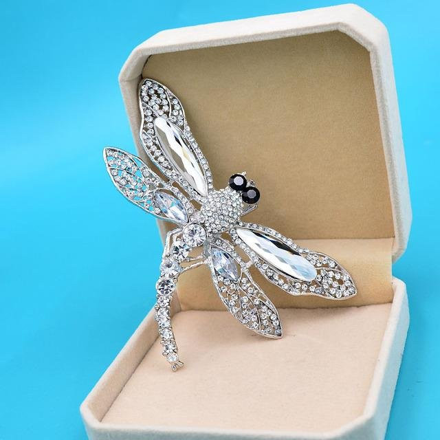 YIRAN Jewelry Brosche Libelle, Strass, Weiß, Damen - Bild 1